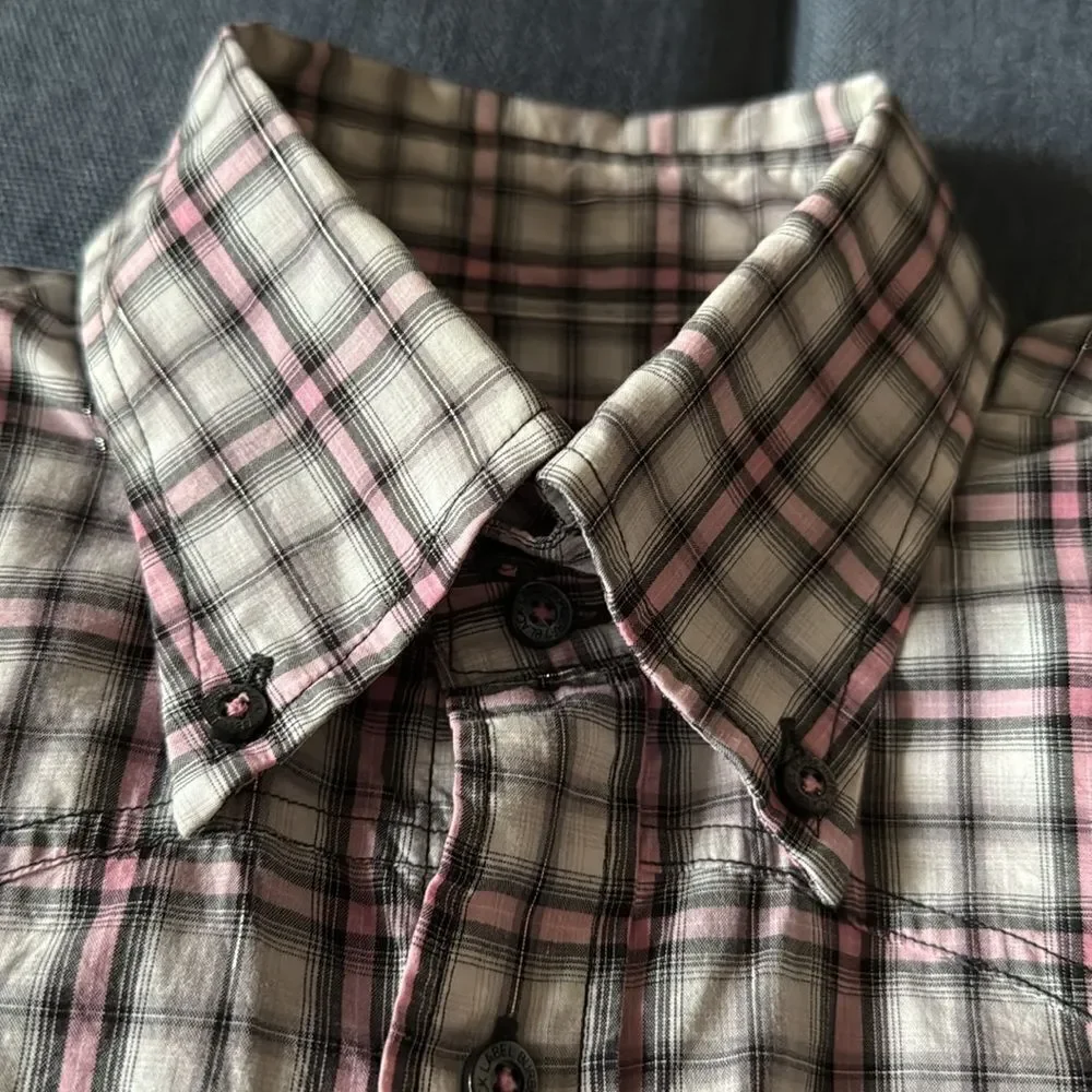 Burberry Woman’s Black Label Japan Long Sleeve Blouse Plaid w/Metallic Thread. - Picture 3 of 10